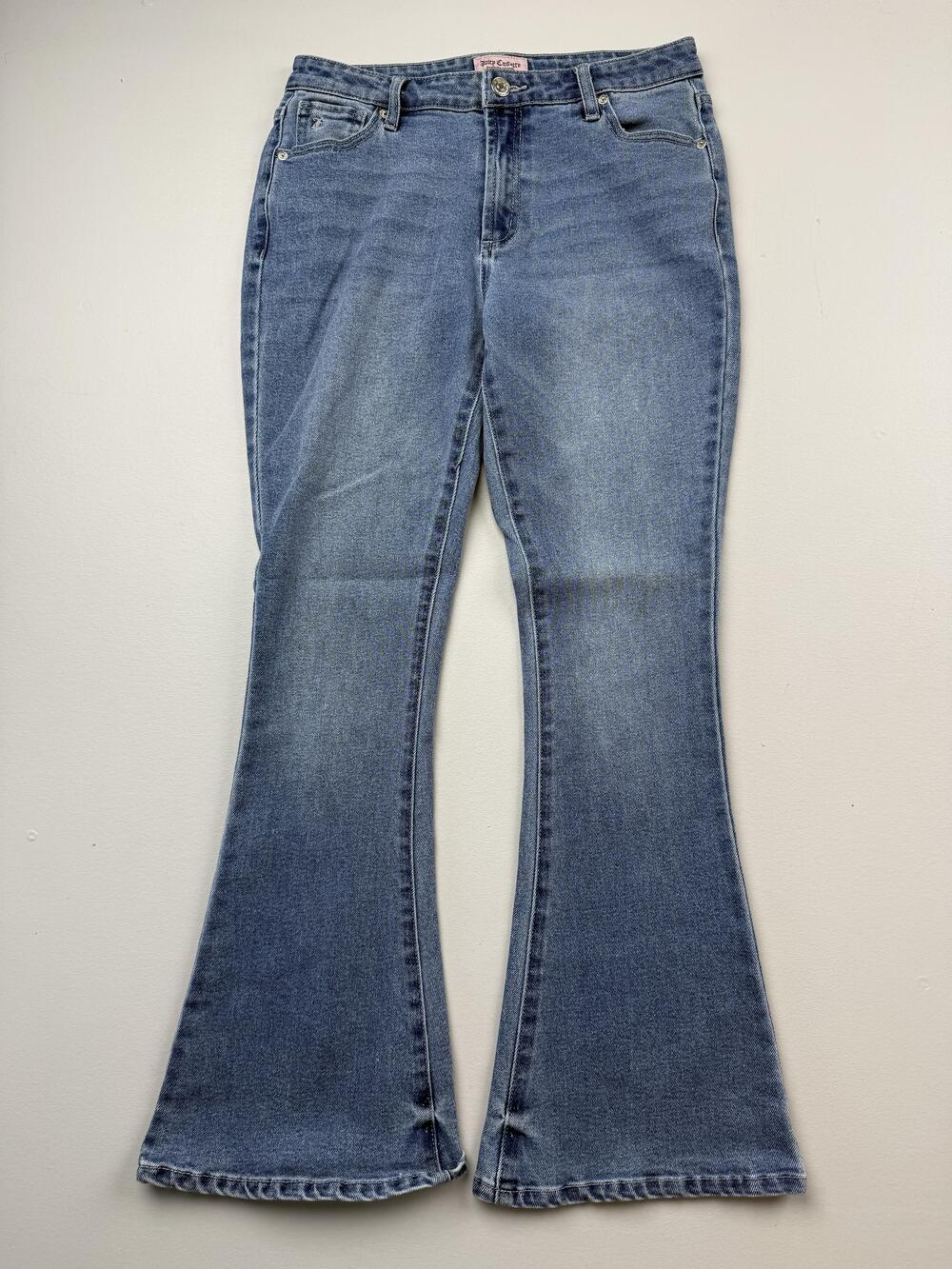Juicy Couture Jeans Juniors 9/29 Blue Medium Flare Rhinestone Logo Denim Teens